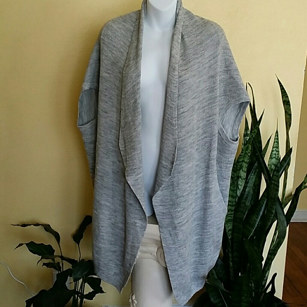 Athleta Gray Open-Front Cardigan